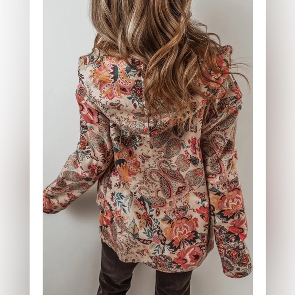 Vintage Paisley Floral Sherpa Lined Hooded Jacket - Picture 5 of 6